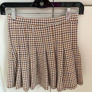 Altar'd State Brown Houndstooth Skater Skirt